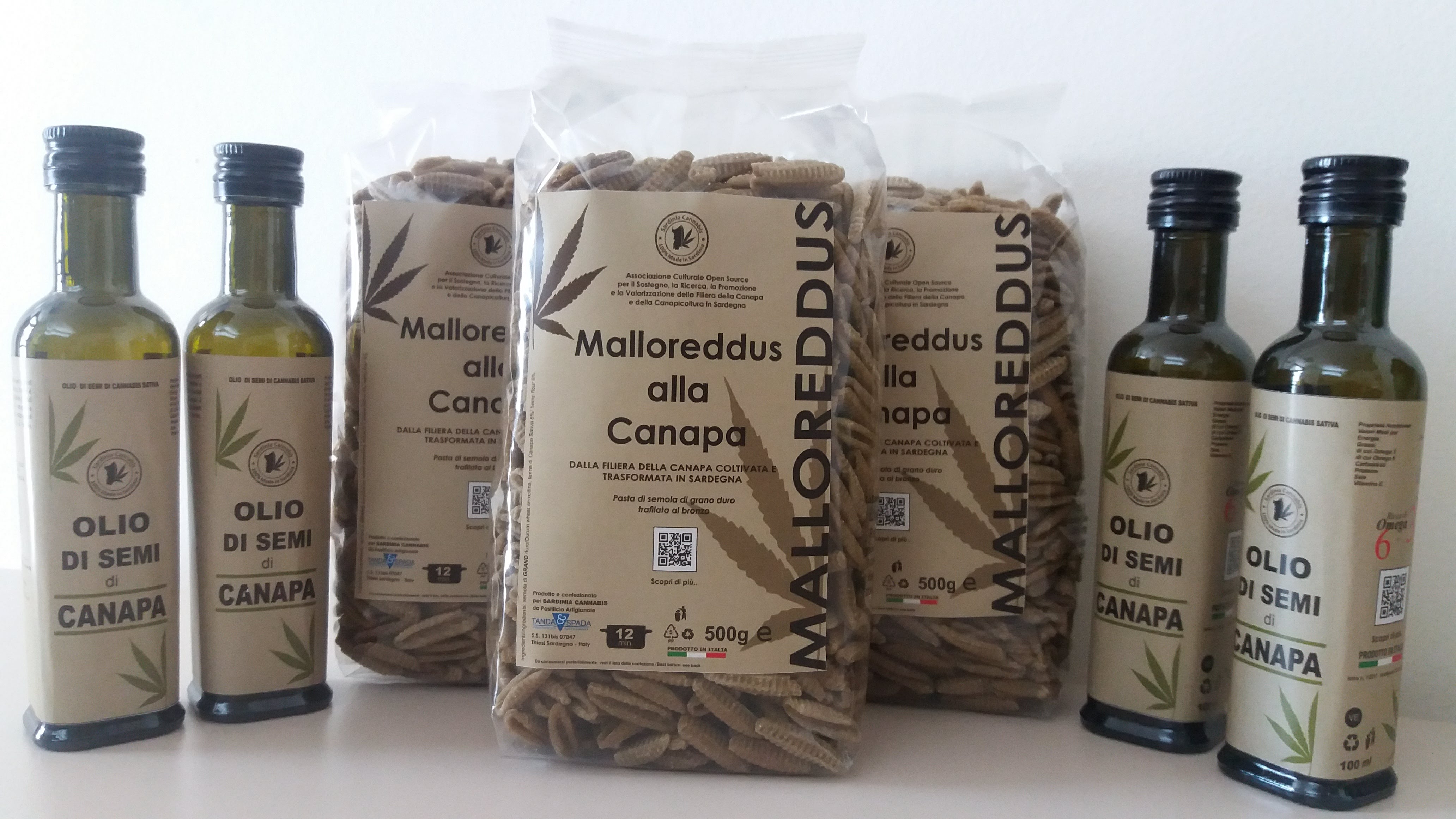 Pasta e Olio di Canapa prodotti dai soci di Sardinia Cannabis